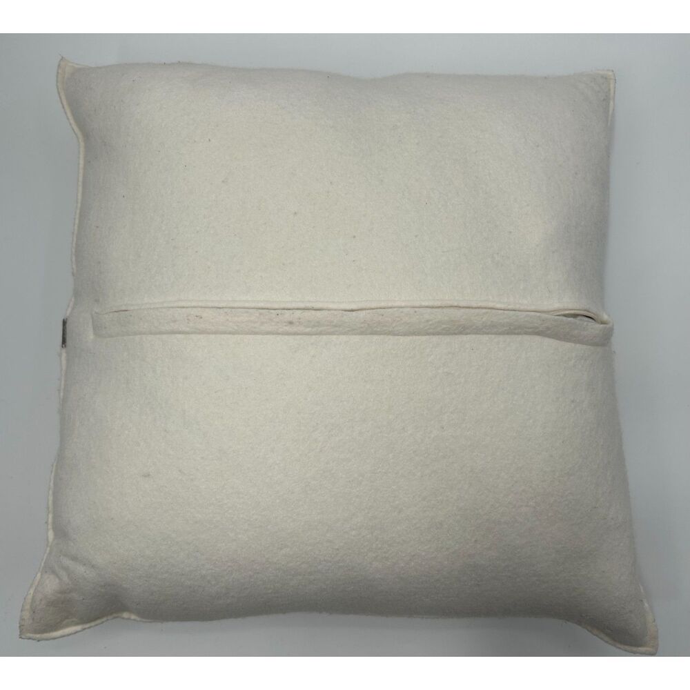Hable Construction Wool Felt Applique Goose Filled Pillow 18x18 Cream Pink - Picture 3 of 7